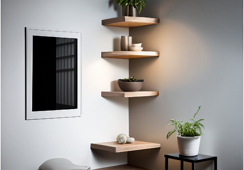 Floating corner shelf design - Beautiful Homes
